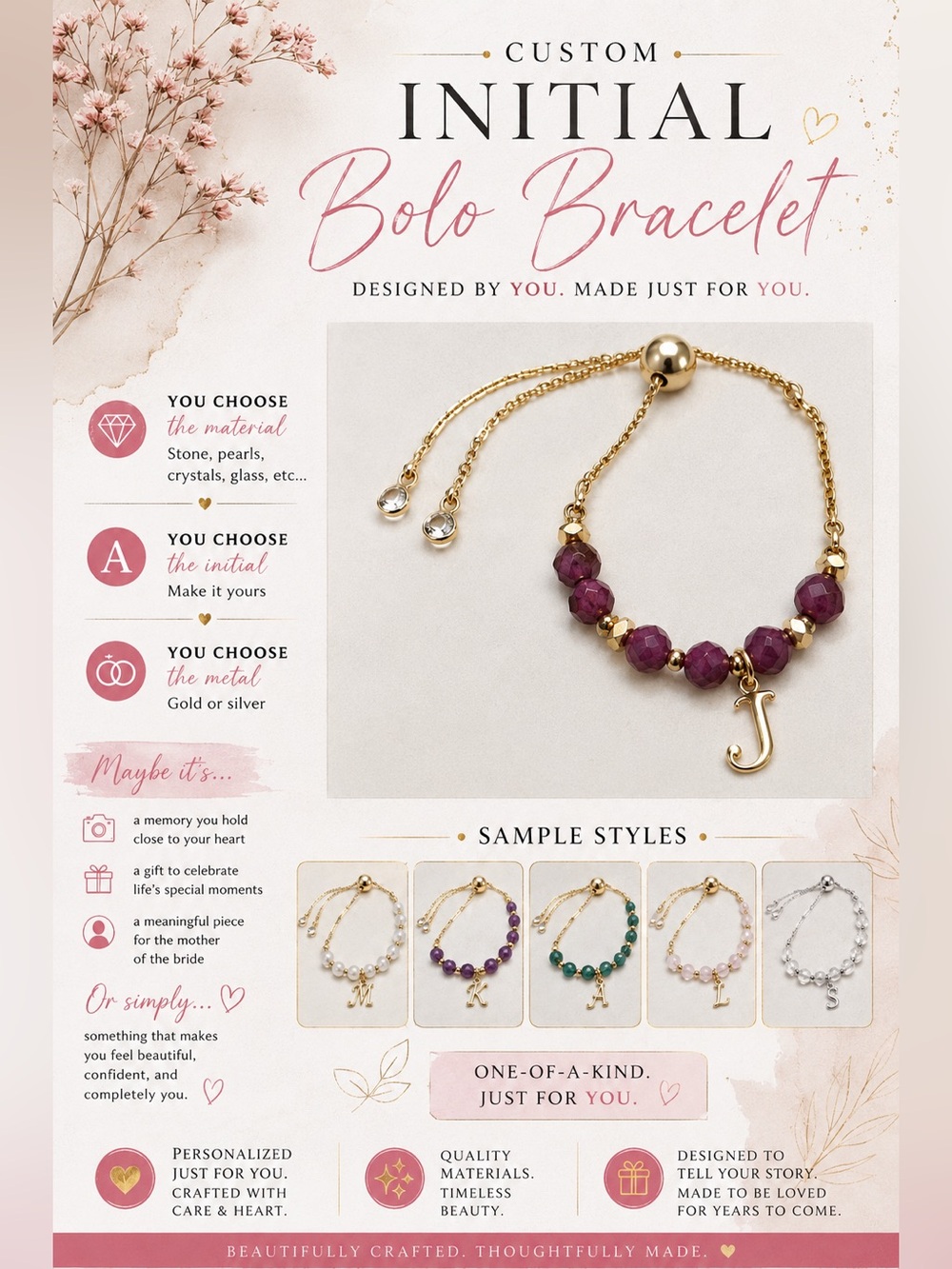 Custom Initial Bolo Bracelet - LIVE SHOW LISTING